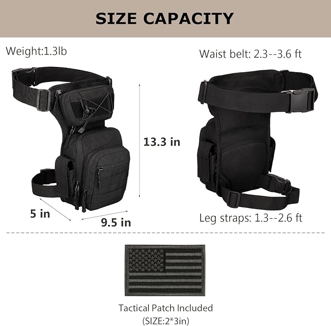 Taktische Oberschenkel Tasche Militär Werkzeug Ausrüstung Bauchtasche Oberschenkel Pack Molle Utility Airsoft Motorrad Fahrrad Taille Ausrüstung Tasche (1 Patch Inklusive)