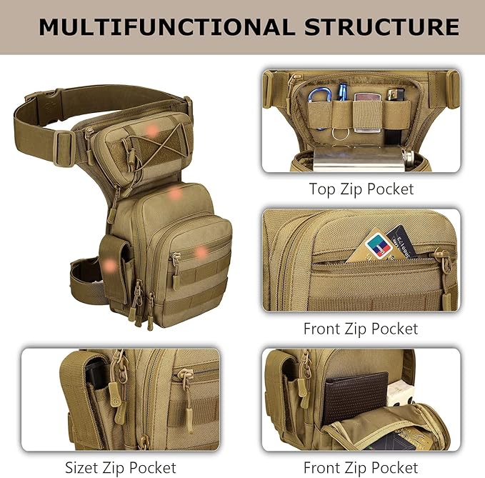 Taktische Oberschenkel Tasche Militär Werkzeug Ausrüstung Bauchtasche Oberschenkel Pack Molle Utility Airsoft Motorrad Fahrrad Taille Ausrüstung Tasche (1 Patch Inklusive)
