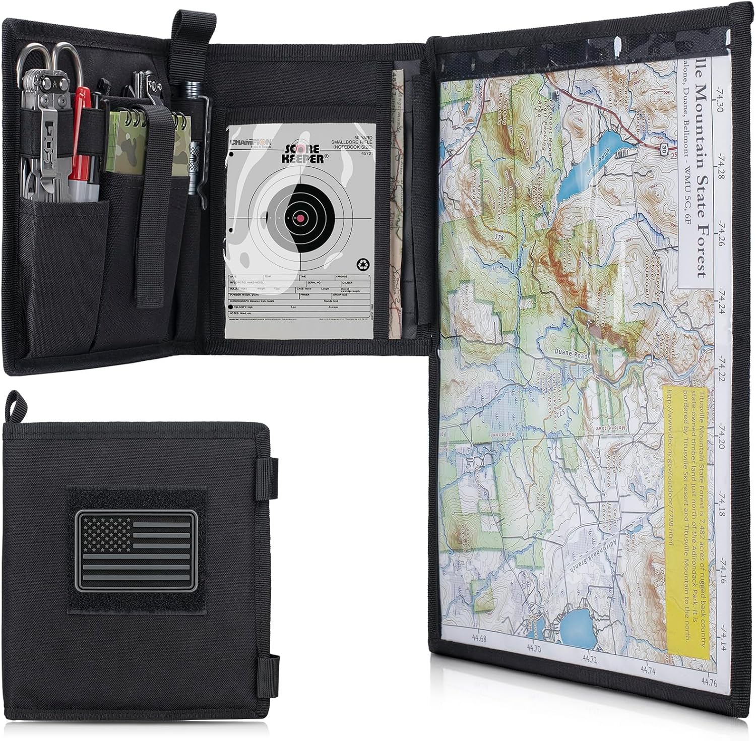 Taktische Kartenhülle – Militärkartenbeuteltasche mit faltbarem Stauraum, klarem Sichtfeld (13"x10"), wasserdichtes TPU & 1001D Oxford für Wandern, im Freien und im Einsatz.