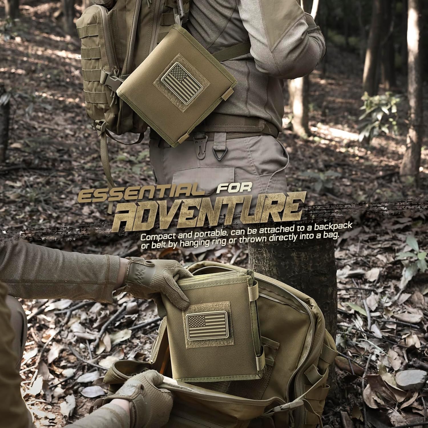 Taktische Kartenhülle – Militärkartenbeuteltasche mit faltbarem Stauraum, klarem Sichtfeld (13"x10"), wasserdichtes TPU & 1001D Oxford für Wandern, im Freien und im Einsatz.