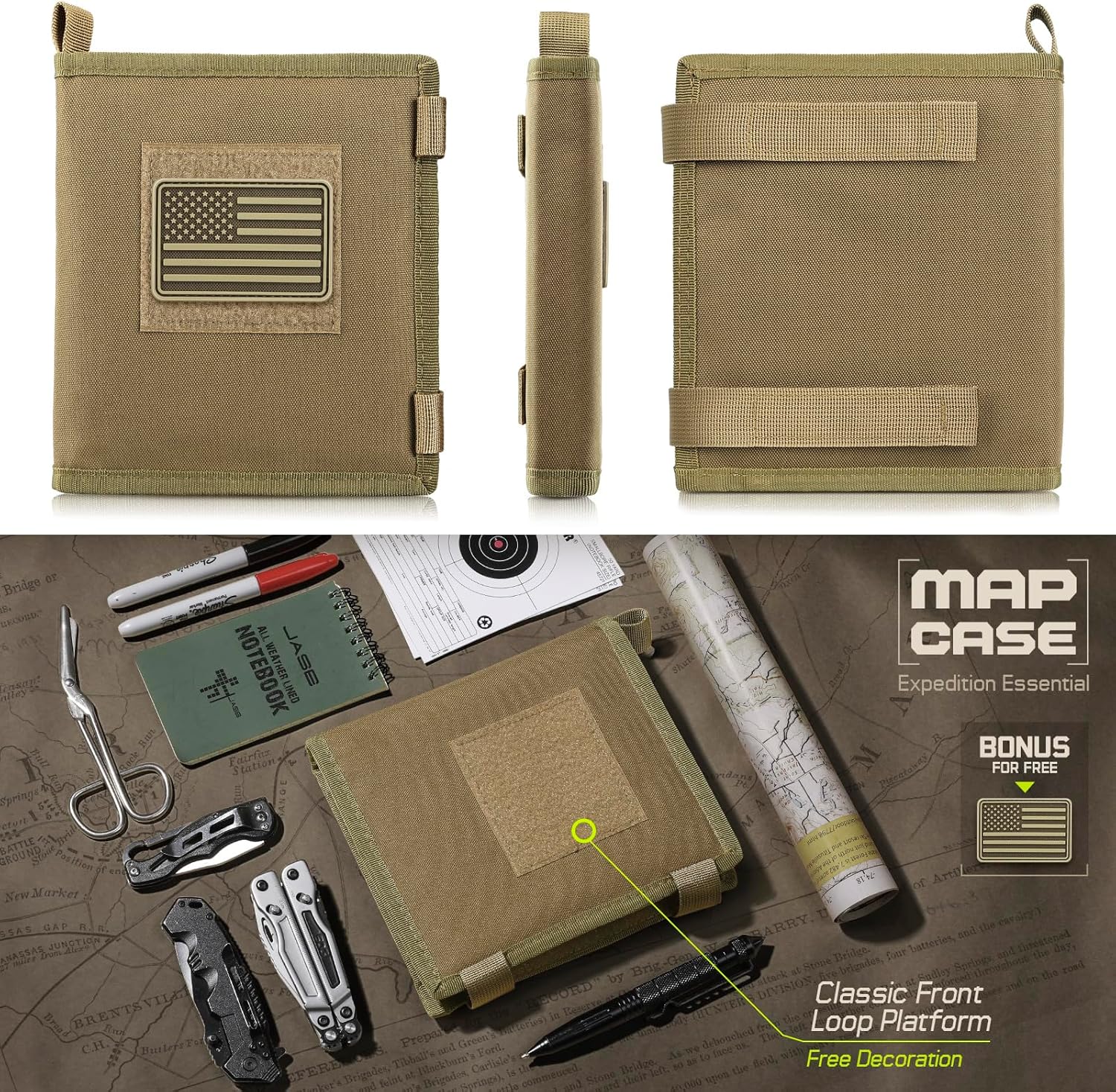Taktische Kartenhülle – Militärkartenbeuteltasche mit faltbarem Stauraum, klarem Sichtfeld (13"x10"), wasserdichtes TPU & 1001D Oxford für Wandern, im Freien und im Einsatz.