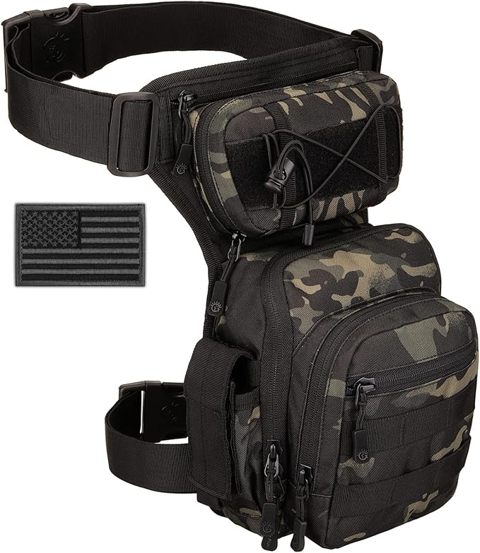Taktische Oberschenkel Tasche Militär Werkzeug Ausrüstung Bauchtasche Oberschenkel Pack Molle Utility Airsoft Motorrad Fahrrad Taille Ausrüstung Tasche (1 Patch Inklusive)