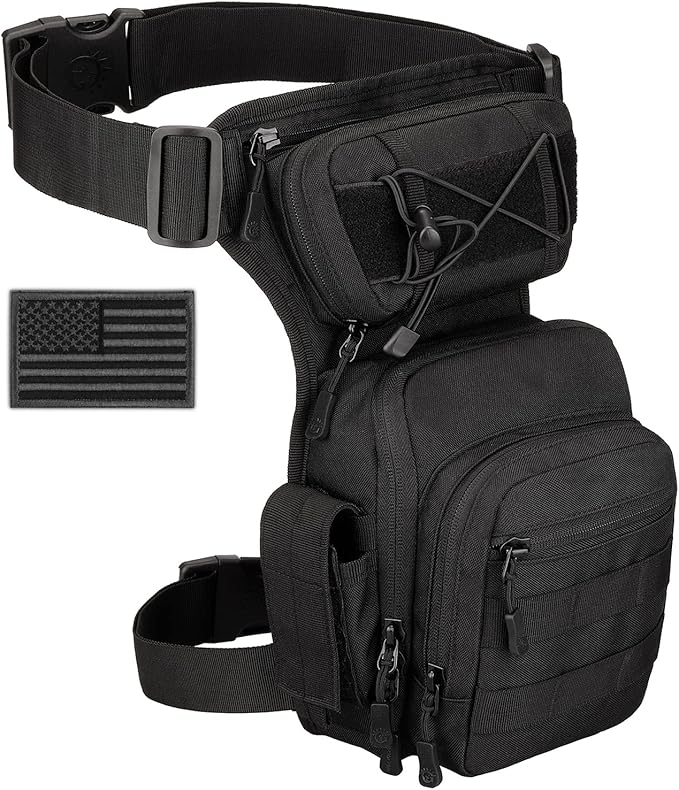 Taktische Oberschenkel Tasche Militär Werkzeug Ausrüstung Bauchtasche Oberschenkel Pack Molle Utility Airsoft Motorrad Fahrrad Taille Ausrüstung Tasche (1 Patch Inklusive)