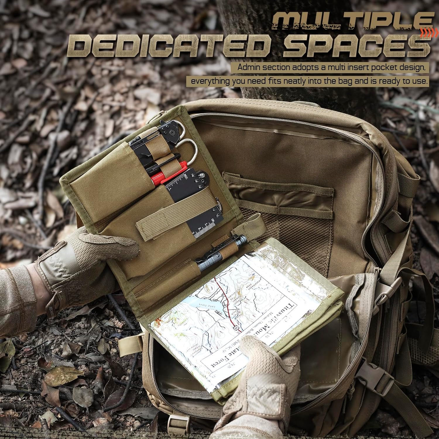 Taktische Kartenhülle – Militärkartenbeuteltasche mit faltbarem Stauraum, klarem Sichtfeld (13"x10"), wasserdichtes TPU & 1001D Oxford für Wandern, im Freien und im Einsatz.