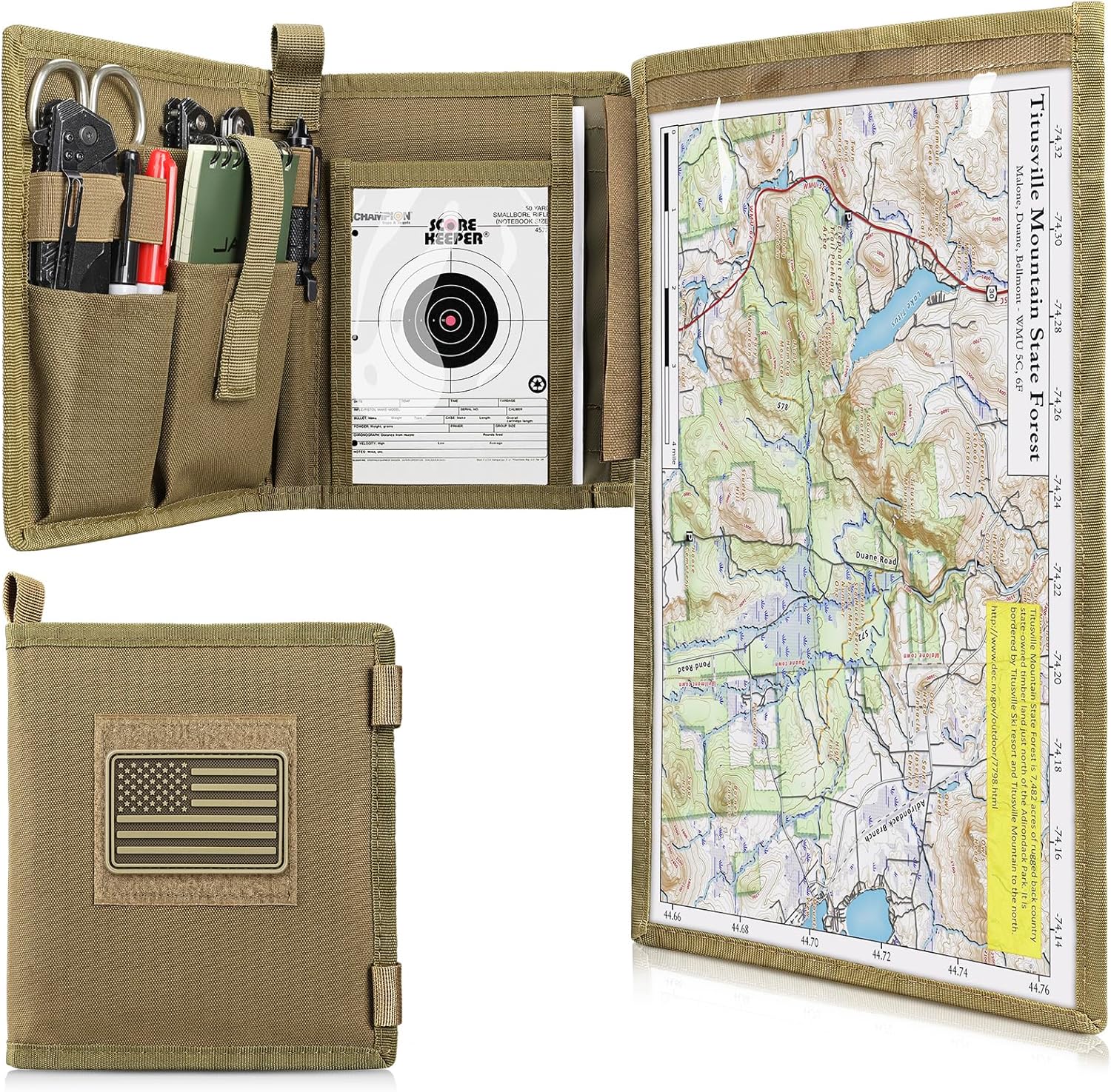 Taktische Kartenhülle – Militärkartenbeuteltasche mit faltbarem Stauraum, klarem Sichtfeld (13"x10"), wasserdichtes TPU & 1001D Oxford für Wandern, im Freien und im Einsatz.