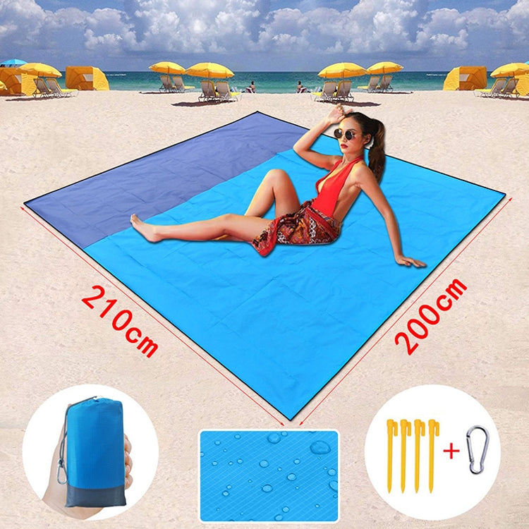 Polyester wasserdicht Karomuster Stofftasche Picknickmatte Outdoor Camping Strandmatte 2,1 x 2m (Dunkelgrün + Dunkelgrau)