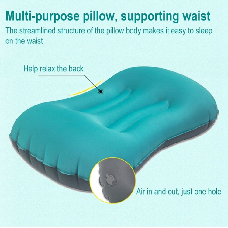 Outdoor Camping Trip Faltbares Tragbares Aufblasbares Kissen Nap Hüftkissen, Mit Ihrem Mund Aufblasen (Dunkelgrau)