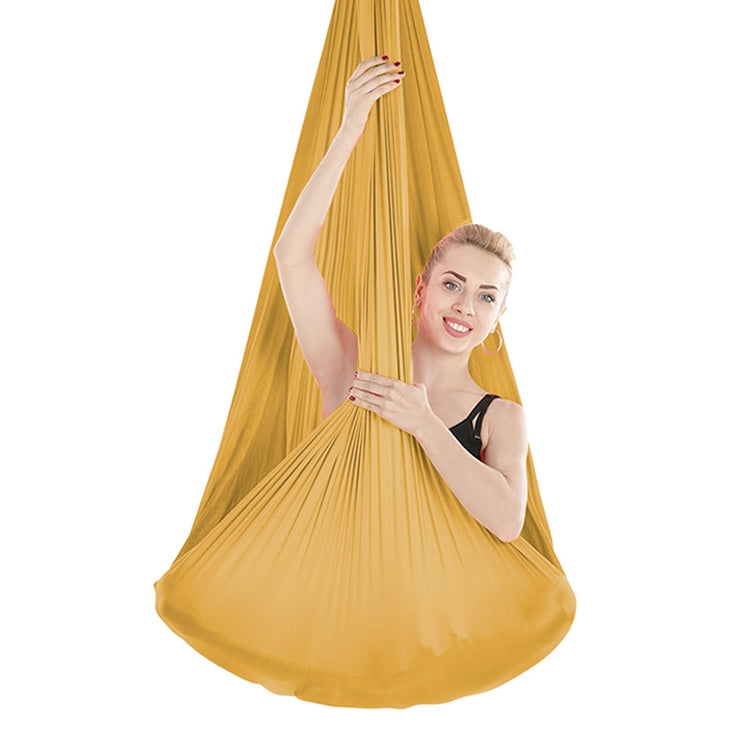 Indoor Anti-Schwerkraft Yoga Knottenfreie Aerial-Hängematte mit Schnalle Verlängerungsband 400x280cm (Gold)