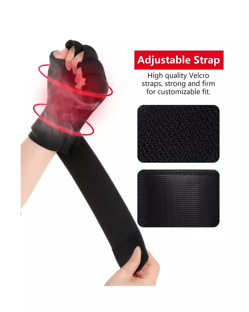 Kompressionshandschuhe, Fingerarthritis-Kompressions-Eis-Handschuh für Frauen und Männer, verstellbares Handgelenkband Handgelenk-Eispack Schmerztherapie Größe Medium