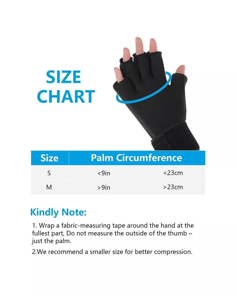 Kompressionshandschuhe, Fingerarthritis-Kompressions-Eis-Handschuh für Frauen und Männer, verstellbares Handgelenkband Handgelenk-Eispack Schmerztherapie Größe Medium