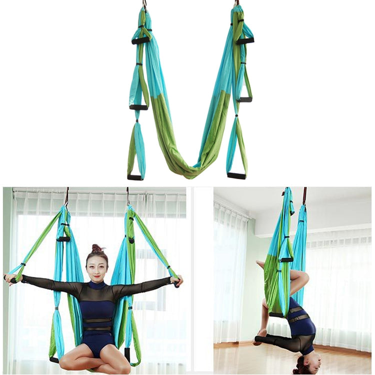 Handles Bodybuilding Handstand Inelasticity Aerial Yoga Hammock Blau Grün (Einheitsgröße)