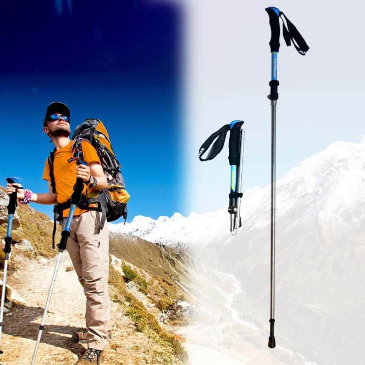 Verstellbare tragbare Outdoor-Aluminiumlegierung-Wanderstöcke (Blau)