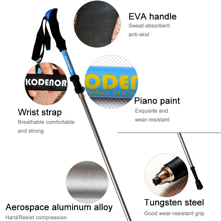 Verstellbare tragbare Outdoor-Aluminiumlegierung-Wanderstöcke (Blau)