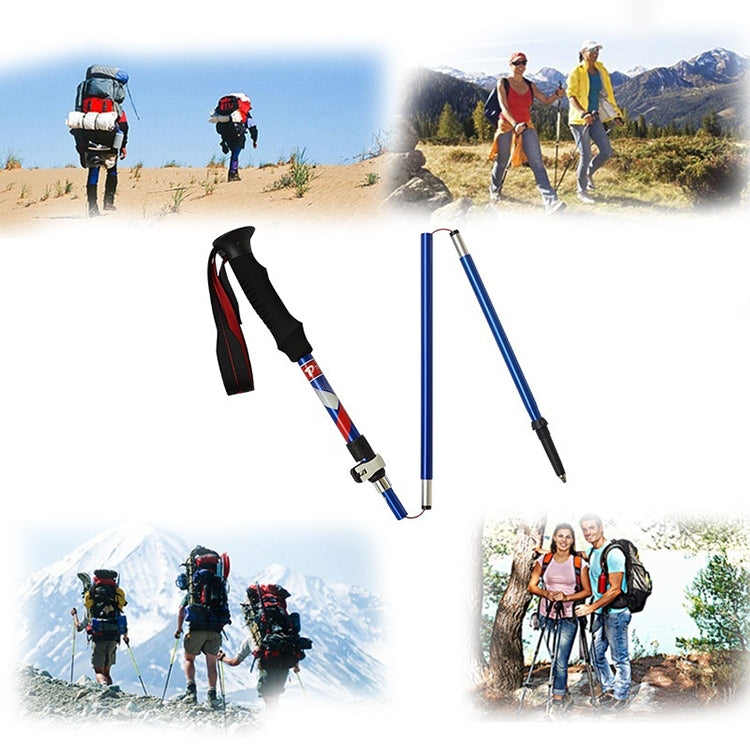 Portabler faltbarer Aluminiumlegierung Alpenstock Trekkingstöcke, Faltlänge: 35CM (Rot)