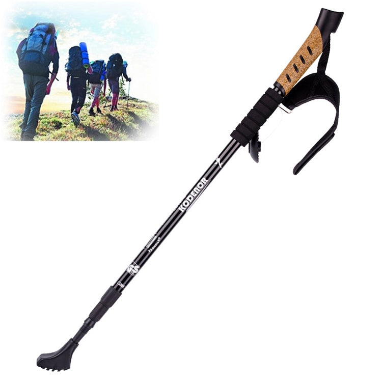 Outdoor-Bergsteigen Faltbare Aluminiumlegierungs-Trekkingstöcke, gerader Griff, Länge: 66-135CM (Schwarz)