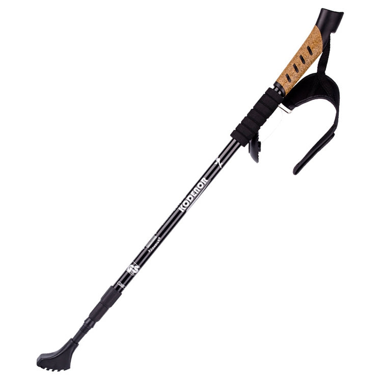 Outdoor-Bergsteigen Faltbare Aluminiumlegierungs-Trekkingstöcke, gerader Griff, Länge: 66-135CM (Schwarz)