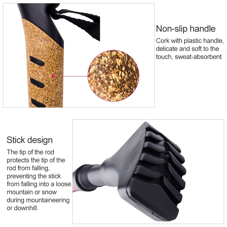 Outdoor-Bergsteigen Faltbare Aluminiumlegierungs-Trekkingstöcke, gerader Griff, Länge: 66-135CM (Schwarz)