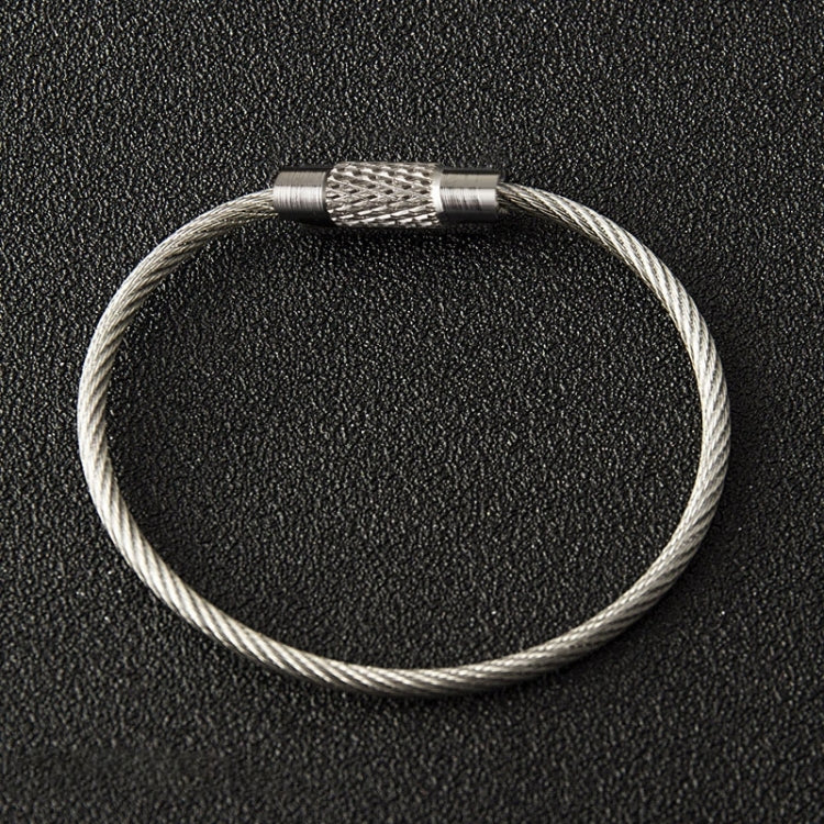 Outdoor Camping Multifunktionaler Stahlseilring Edelstahl Schlüsselanhänger (Silber)