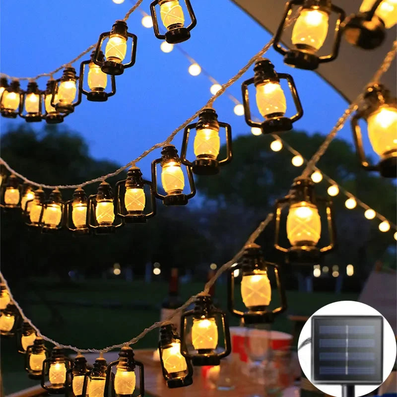 LED Solar Lichterkette, Paraffin-Stil