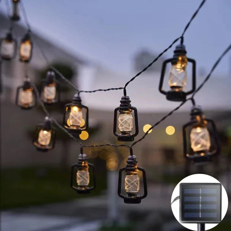 LED Solar Lichterkette, Paraffin-Stil