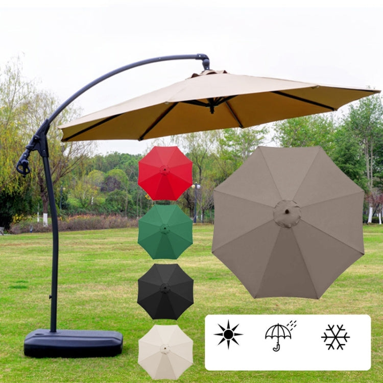 Polyester Sonnenschirm Ersatzstoff Runde Gartenumbrella Abdeckung 2.7m 8 Rippen Khaki