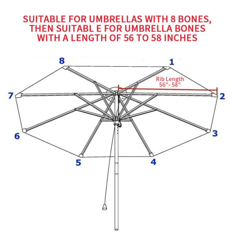 Polyester Sonnenschirm Ersatzstoff Runde Gartenumbrella Abdeckung 2.7m 8 Rippen Khaki