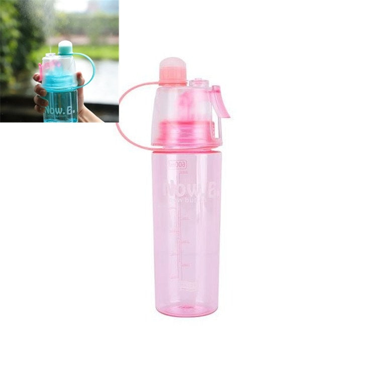 Kreative Spray-Wasserflasche Sportflasche Tragbar mit Deckel Sommer Hydration Schönheit Kunststoffbecher 400 ML (Rosa)