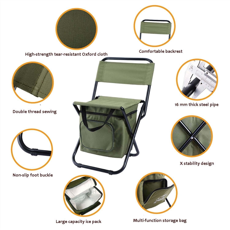 Outdoor Klappstuhl mit Aufbewahrungstasche und Rückenlehne und Wärmeschutzfunktion (Schwarz)
