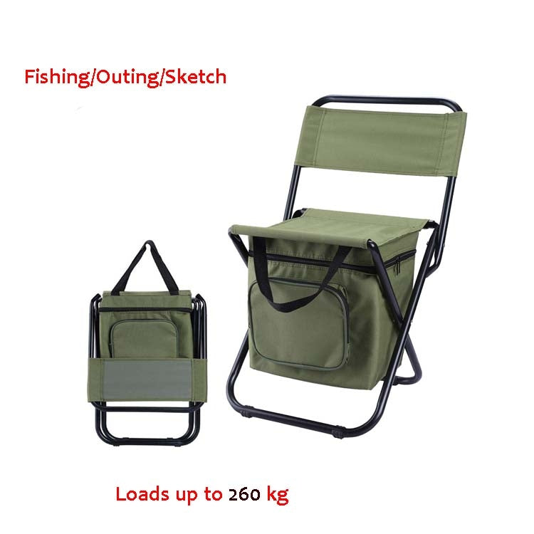 Outdoor Klappstuhl mit Aufbewahrungstasche und Rückenlehne und Wärmeschutzfunktion (Schwarz)