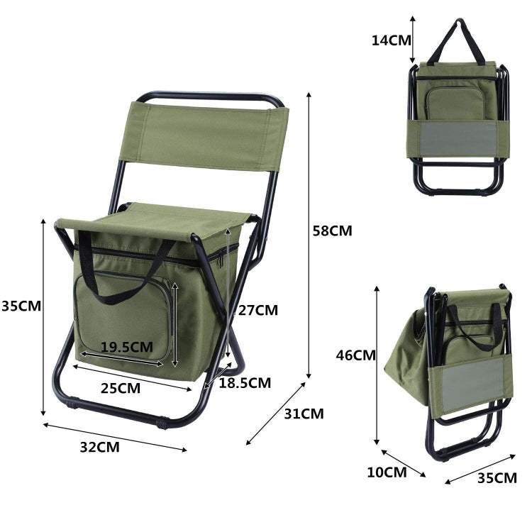 Outdoor Klappstuhl mit Aufbewahrungstasche und Rückenlehne und Wärmeschutzfunktion (Schwarz)
