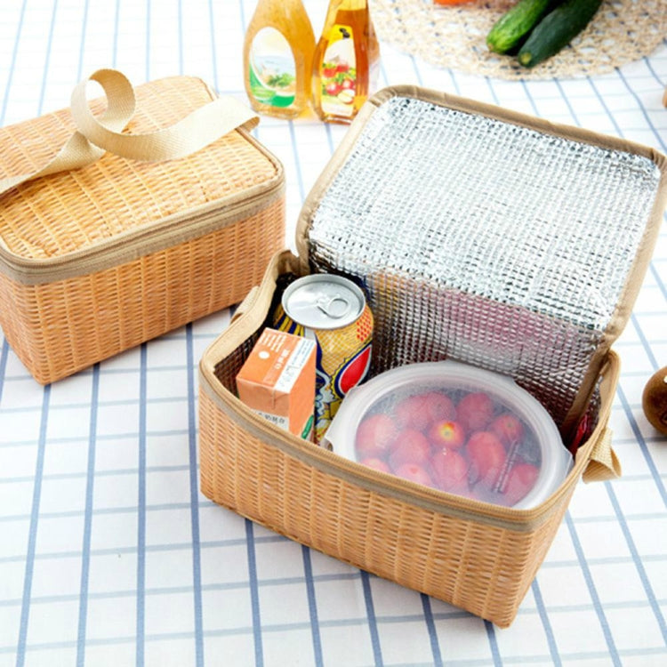 Outdoor Camping Picknicktas Korb Picknickkorb Fall Thermo Mittagessen Aufbewahrungsbox (Khaki)