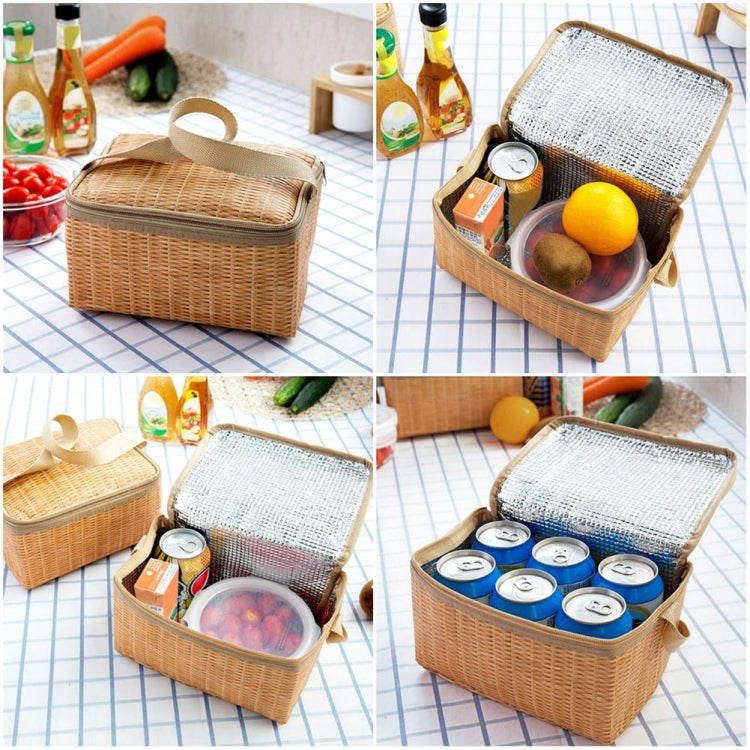 Outdoor Camping Picknicktas Korb Picknickkorb Fall Thermo Mittagessen Aufbewahrungsbox (Khaki)