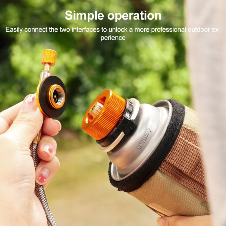 Outdoor Camping Hiking Stove Burner Adaptor Split Type Furnace Converter Connector Gas Cartridge Tank Cylinder Adapter (Orange)