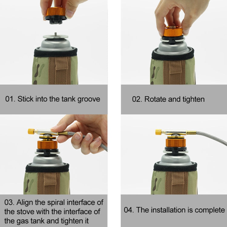 Outdoor Camping Hiking Stove Burner Adaptor Split Type Furnace Converter Connector Gas Cartridge Tank Cylinder Adapter (Orange)