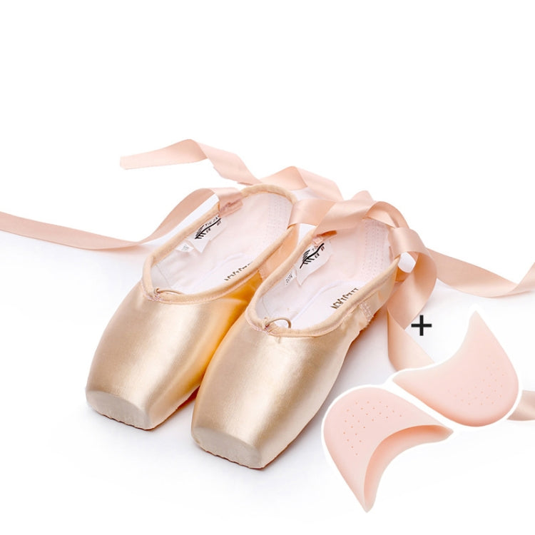 Ballett Spitze Tanzschuhe Professionelle Flache Tanzschuhe - Größe 37 (Satin + Silikonetui)