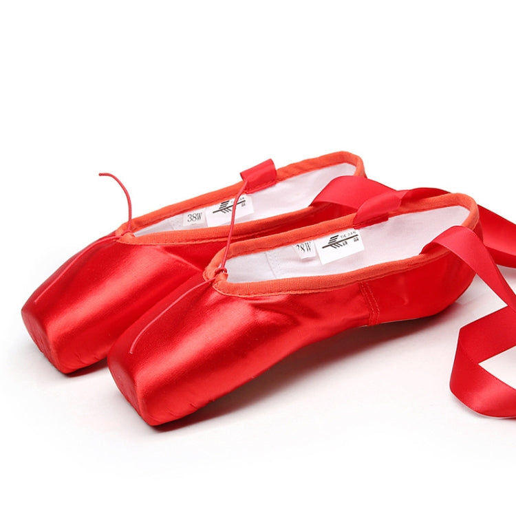Professionelle Ballettspitzen-Schläppchen Flache Tanzschuhe Größe 40 (Rot)