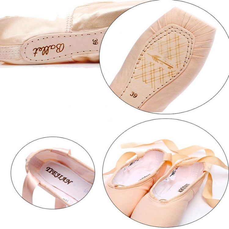 Professionelle Ballettspitzen-Schläppchen Flache Tanzschuhe Größe 40 (Rot)