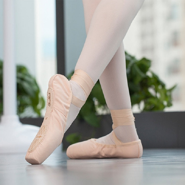 Professionelle Ballettspitzen-Schläppchen Flache Tanzschuhe Größe 40 (Rot)