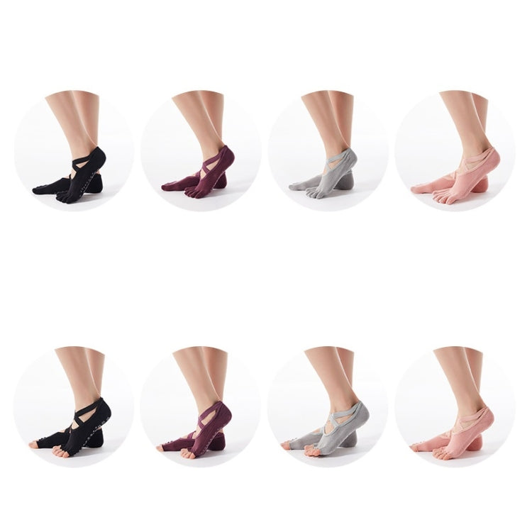Kreuz-Schnürung Yoga Baumwolle Rutschfeste Sport Tanzsocken (Einheitsgröße, Schwarz)