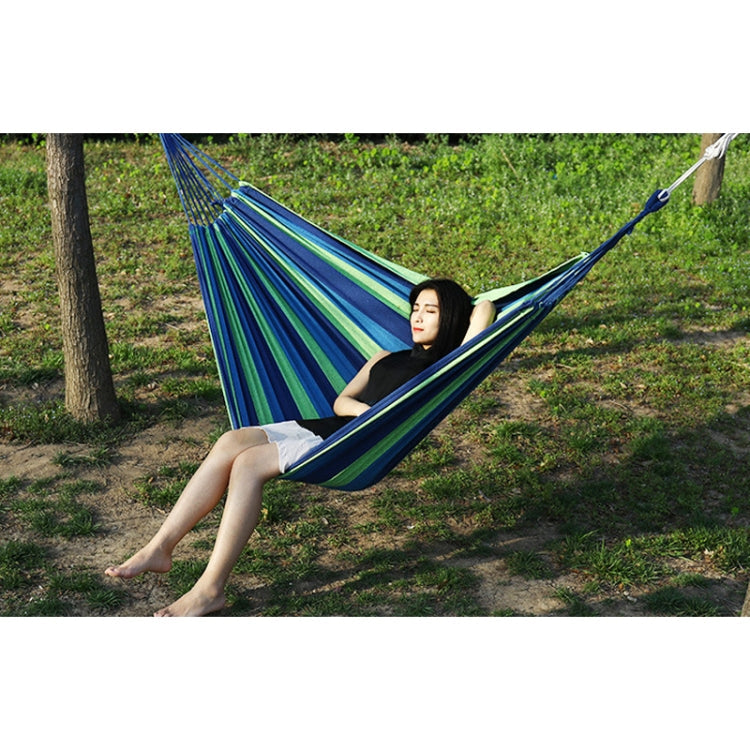 Dicke Canvas-Hängematte Feld Umkippschutz Outdoor Hängematte Schaukel mit Stab (Blaue Streifen)