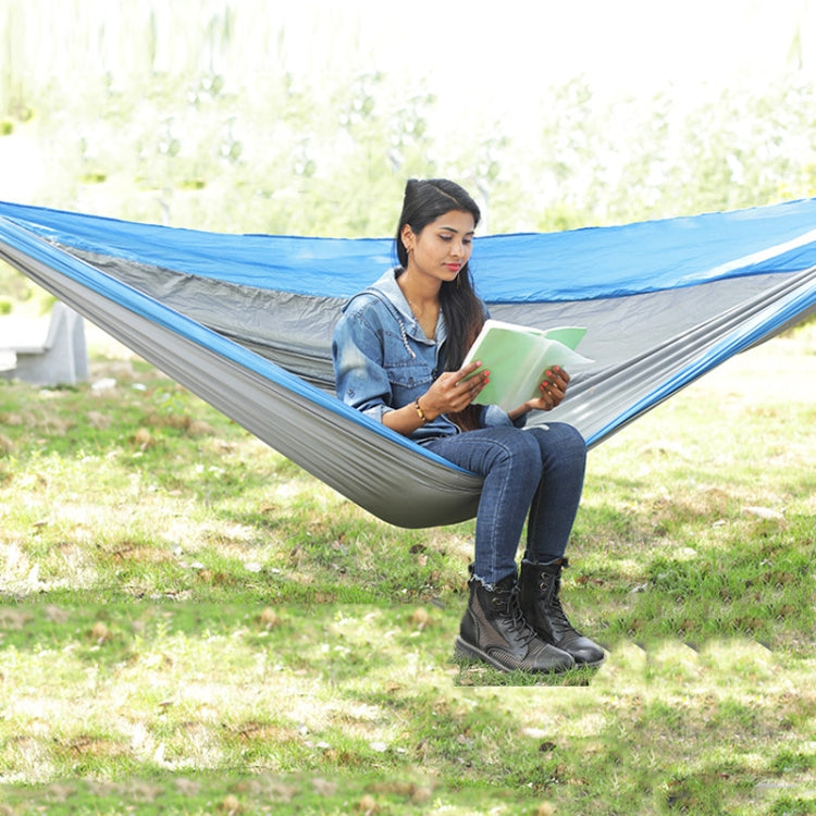 Outdoor Hängematte Nylon Fallschirmstoff Reise Camping Schaukel 2,7 m x 1,4 m (Himmelblau + Königsblau)