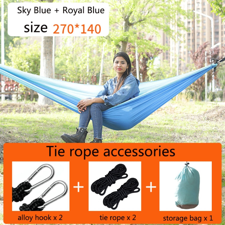 Outdoor Hängematte Nylon Fallschirmstoff Reise Camping Schaukel 2,7 m x 1,4 m (Himmelblau + Königsblau)