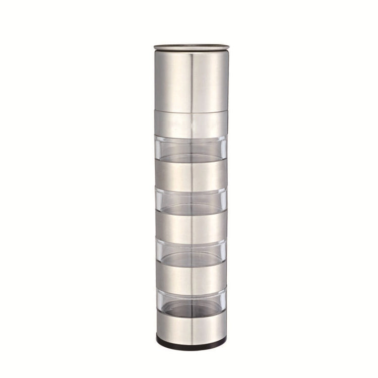 Tragbare Barbecue Picknick Gewürzflasche Set mit Grinder, Silber