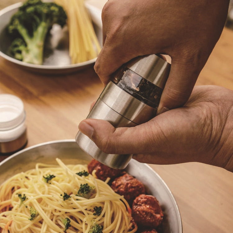 Tragbare Barbecue Picknick Gewürzflasche Set mit Grinder, Silber