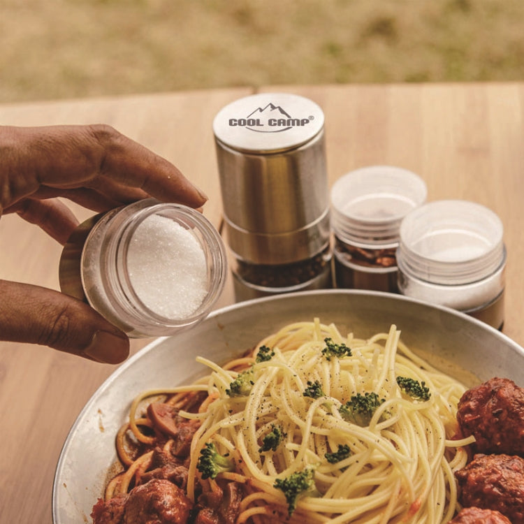 Tragbare Barbecue Picknick Gewürzflasche Set mit Grinder, Silber