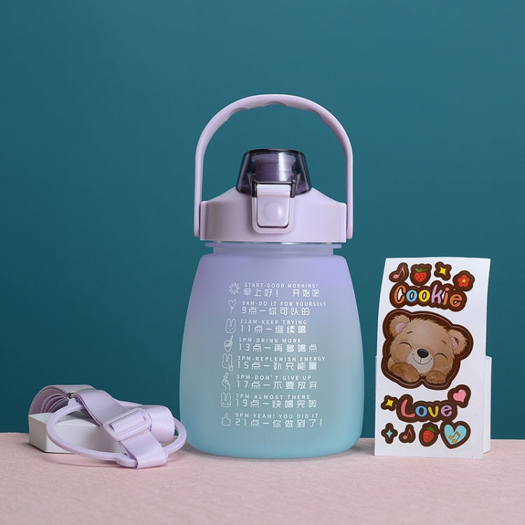 Großer Bauch Wasserbecher Hochtemperatur- und stoßfestes Strohbecher (Gradient Lila Grün)