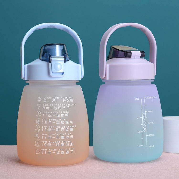 Großer Bauch Wasserbecher Hochtemperatur- und stoßfestes Strohbecher (Gradient Lila Grün)