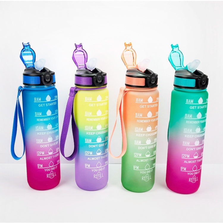 Gradient Space Cup Sportflasche mit Bounce-Deckel und Strohhalm (Grün Rot Farbverlauf) - 1000ml