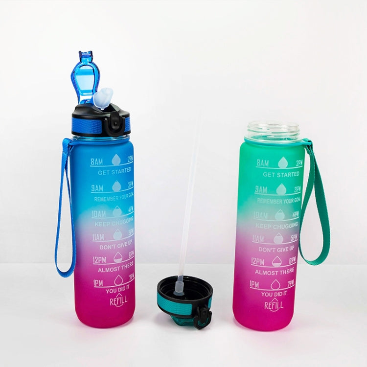 Gradient Space Cup Sportflasche mit Bounce-Deckel und Strohhalm (Grün Rot Farbverlauf) - 1000ml