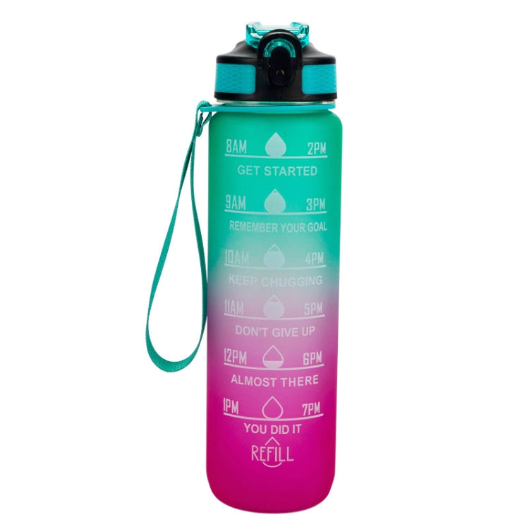 Gradient Space Cup Sportflasche mit Bounce-Deckel und Strohhalm (Grün Rot Farbverlauf) - 1000ml